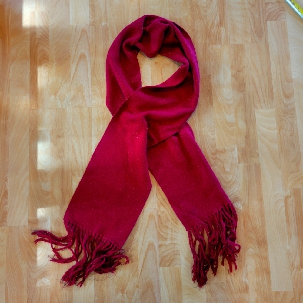 Express Red metallic scarf with tassle